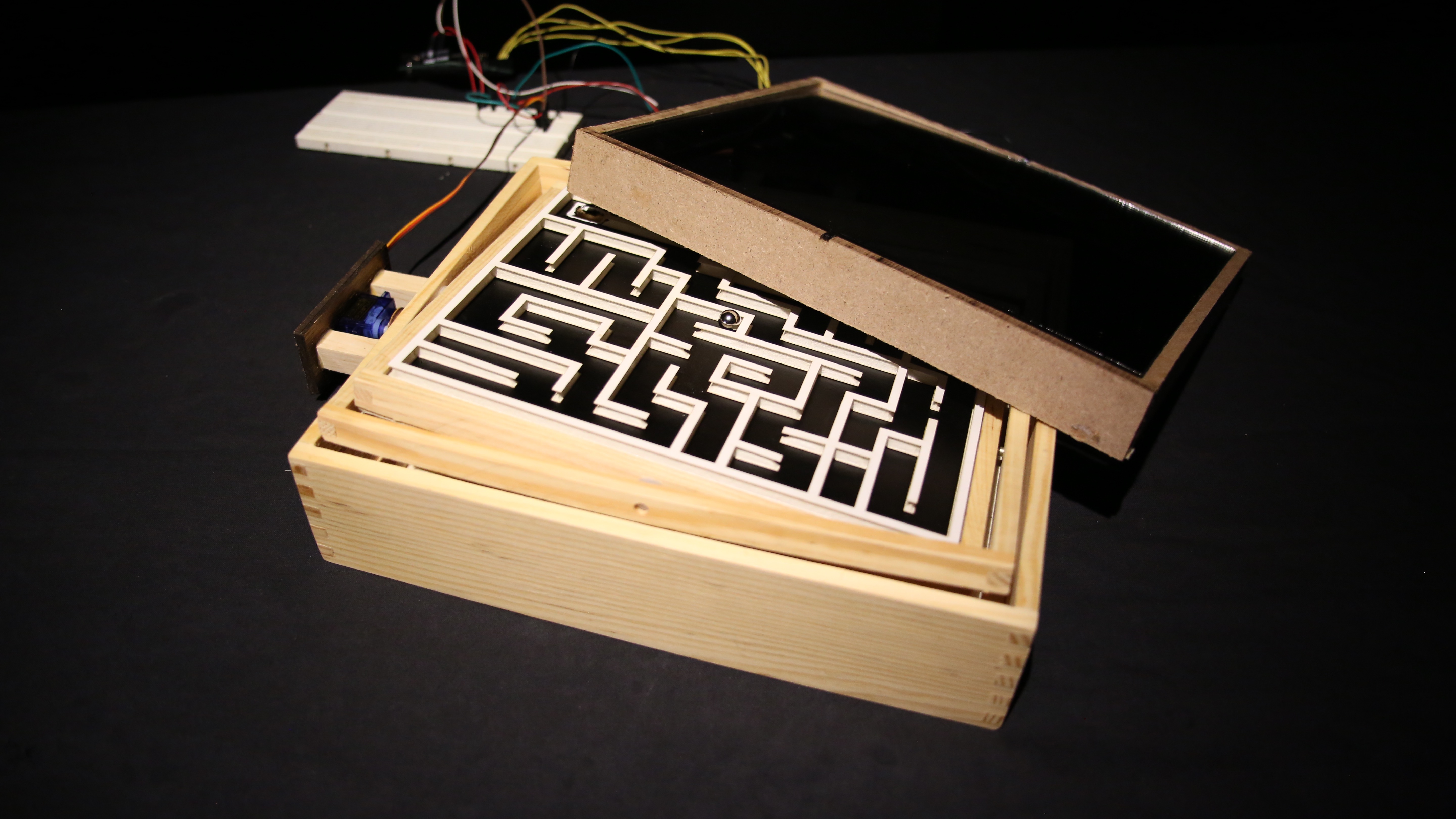 tilt maze and circuitry below it