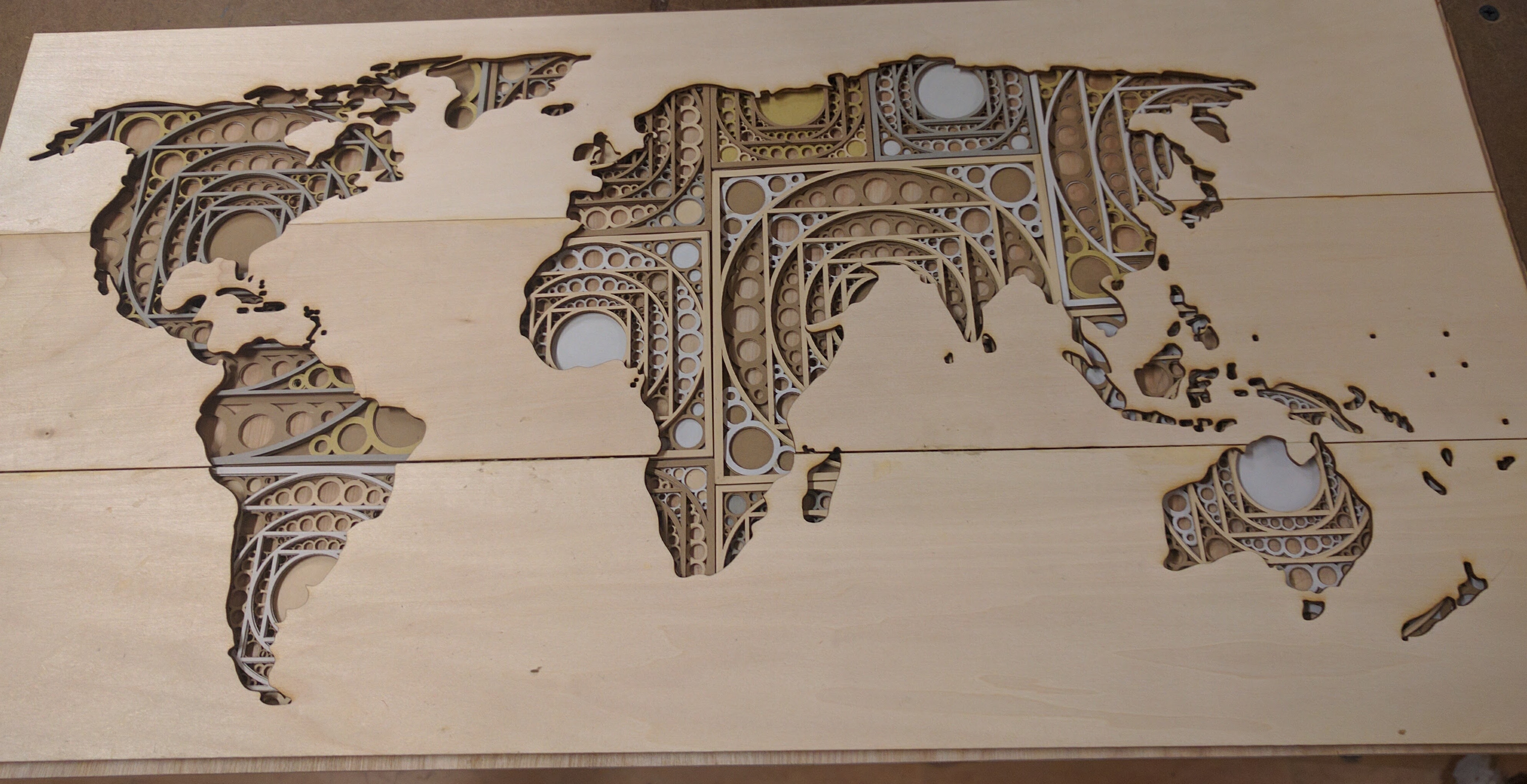 unfinished laser cut map