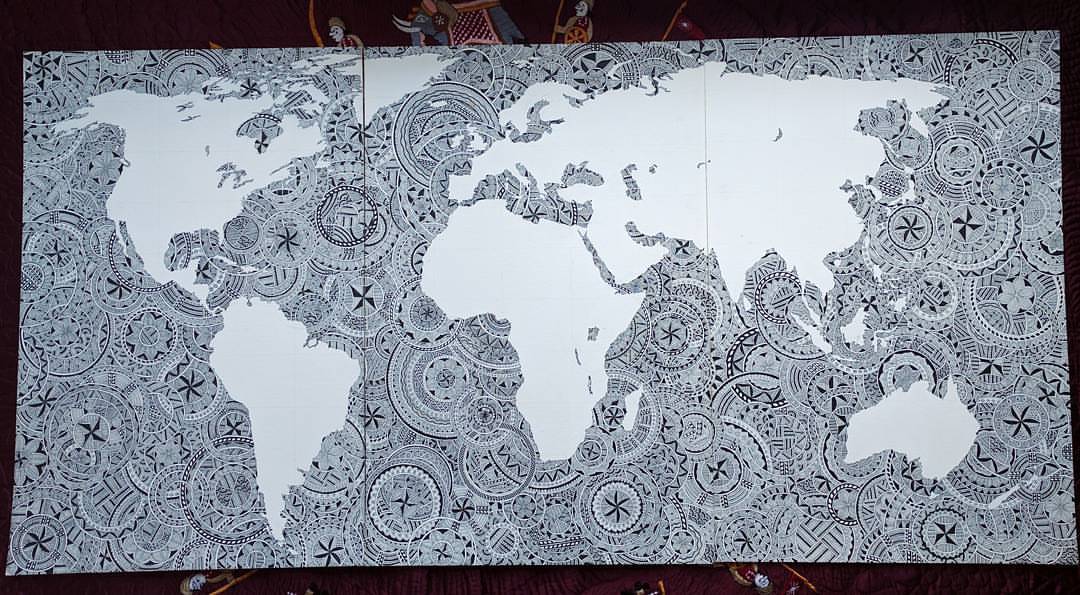 original hand drawn world map drawing